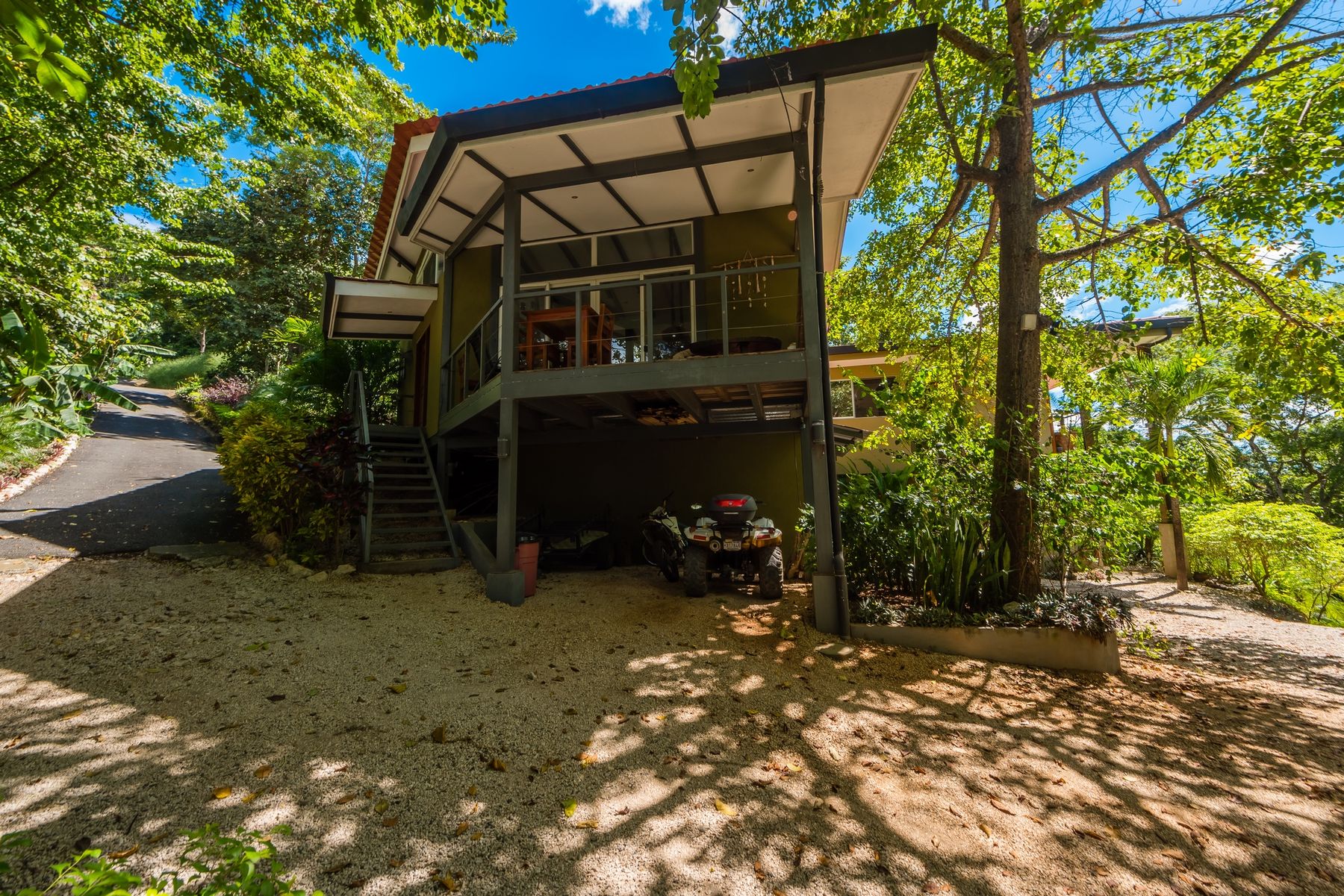 The house lifted up among the trees